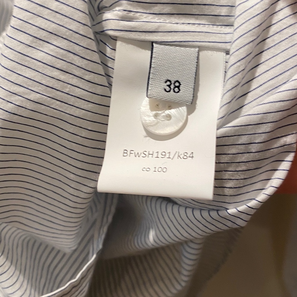 Bergfabel Jenny Shirt White and Blue Stripe Cotton Button-Down Shirt, sz 38 - Picture 4 of 5